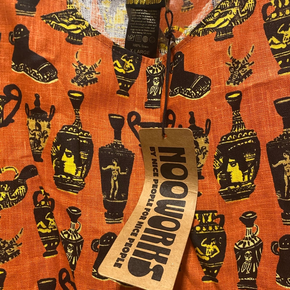 Nooworks Pots Naomi Linen dress- Rusty Orange Midi Dress with Black Accents. - Picture 3 of 7